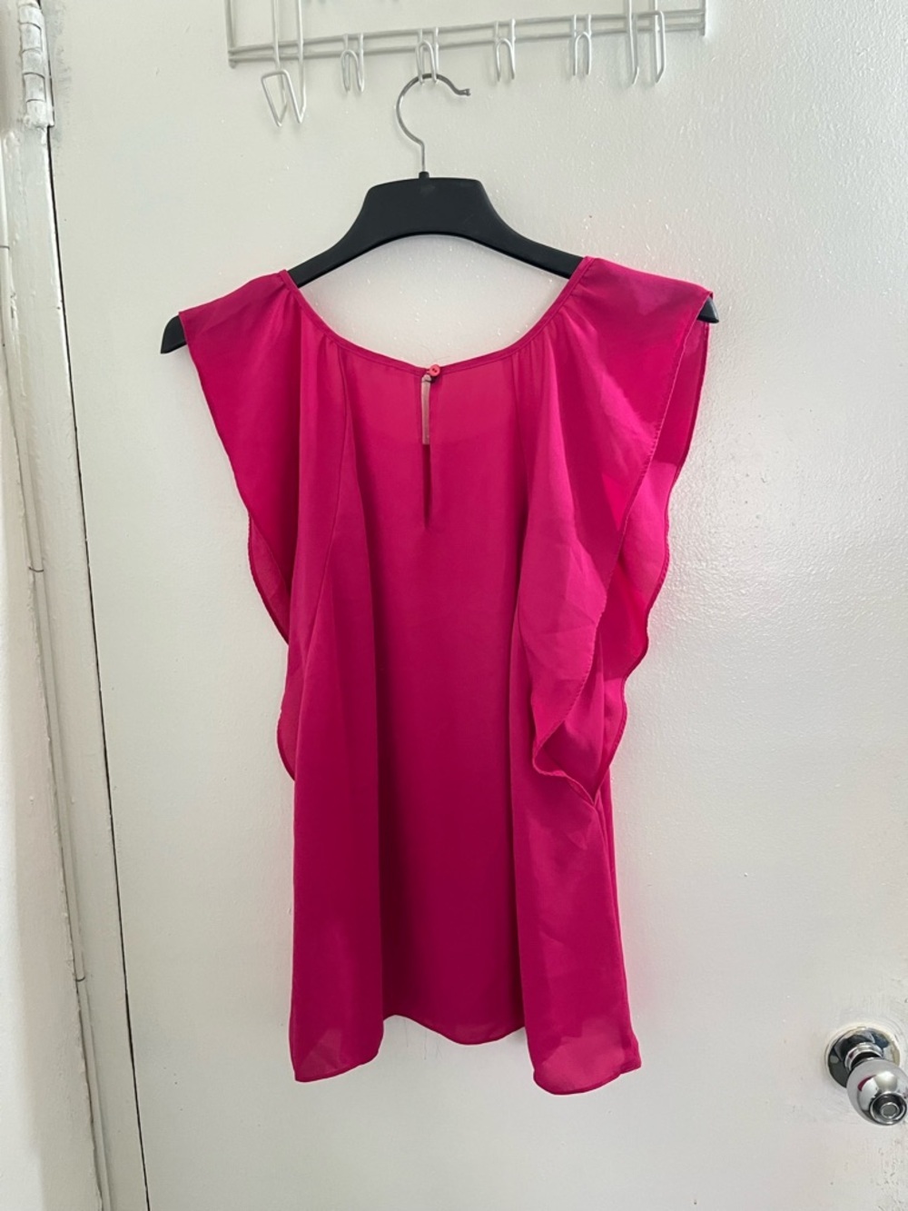 Violet and Claire Women's Flutter Sleeve Blouse - Hot Pink - Picture 2 of 4